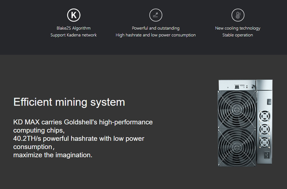 سرور رایانه Blake2s KDA Asic Miner Goldshell KD MAX 40.2t Kadena